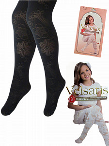 Колготки с фантазийным рисунком 120 DEN капроновые черные VELSATIS